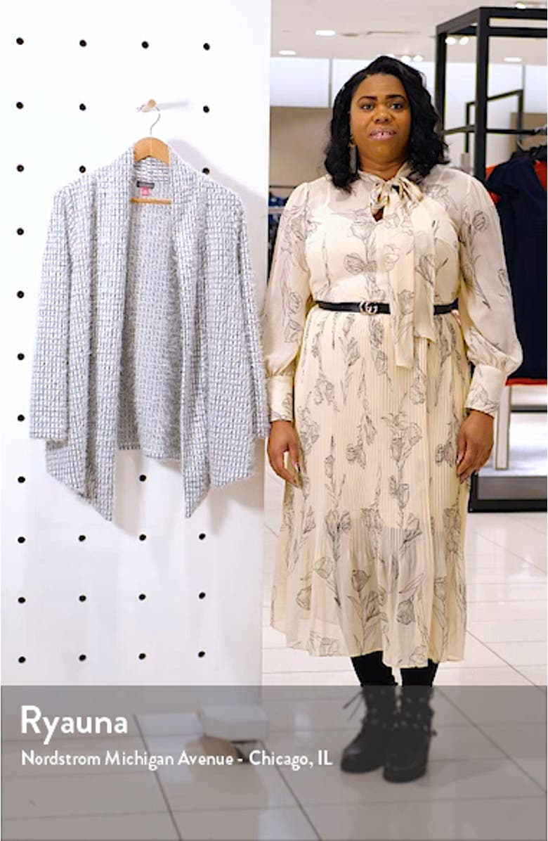 Drape Front Eyelash Houndstooth Cardigan, sales video thumbnail