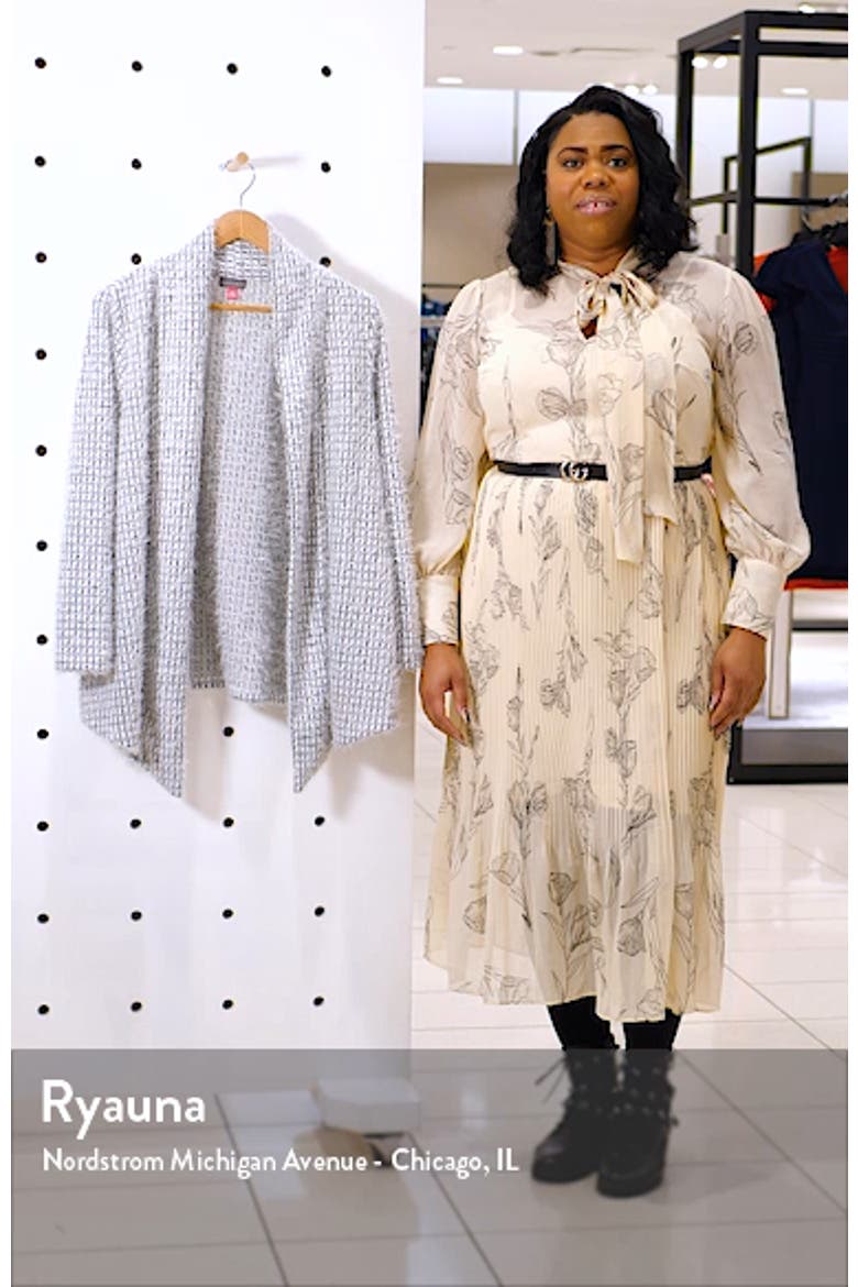 Drape Front Eyelash Houndstooth Cardigan video