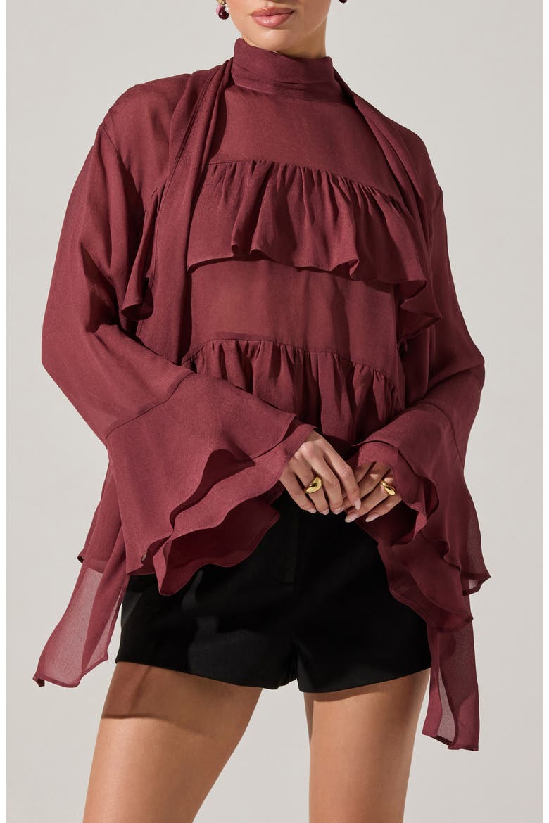 Fae Ruffle Top, Main, color, WINE