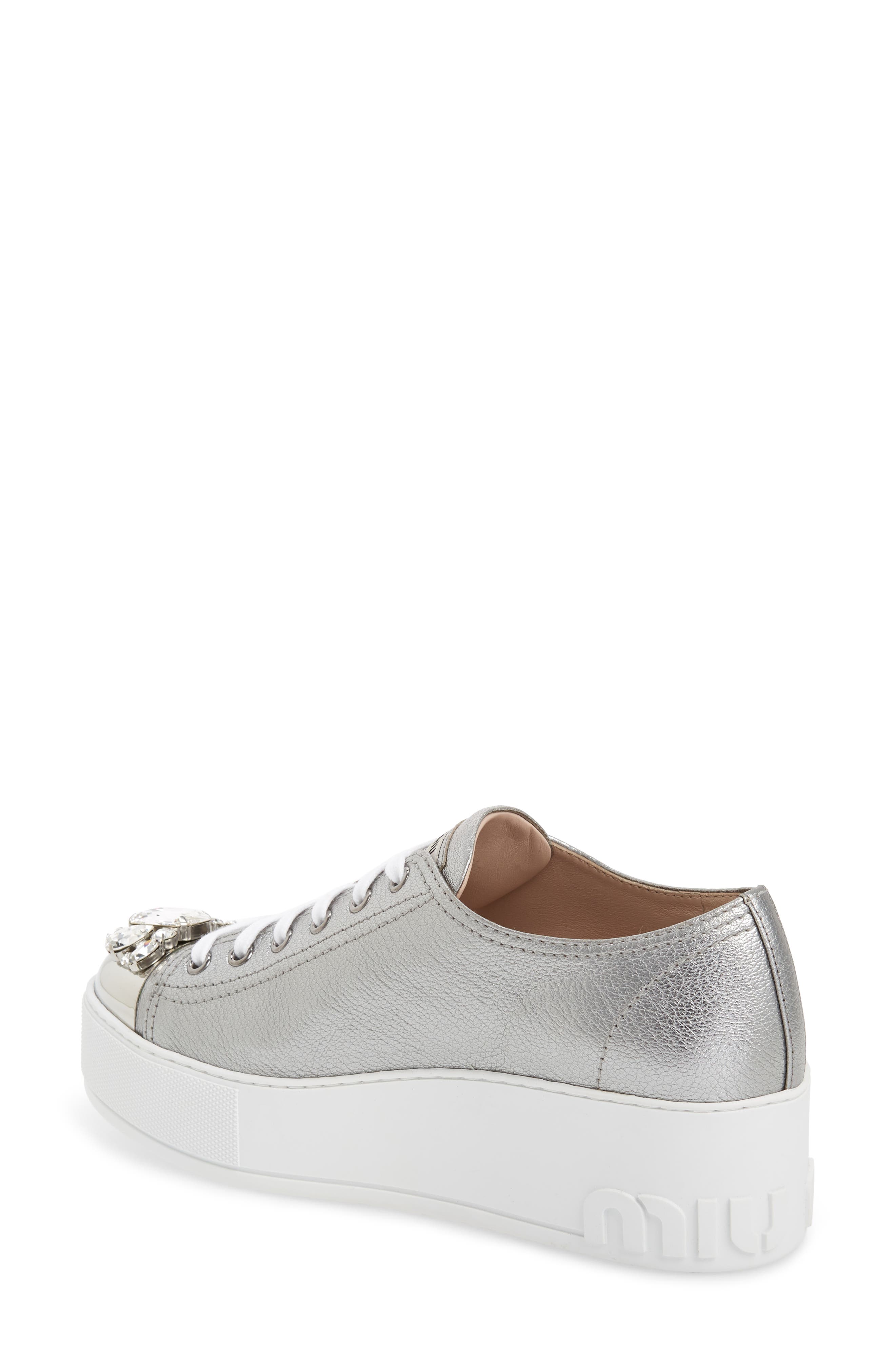 Crystal Cap Toe Sneaker, Alternate, color, SILVER