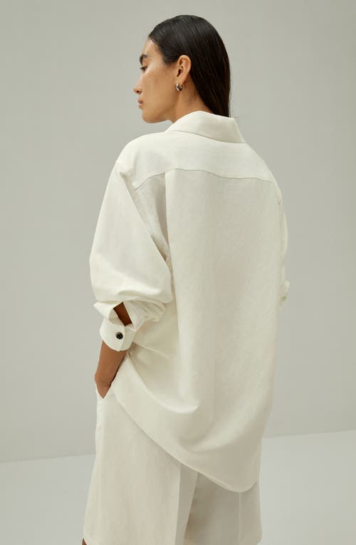 Lilysilk Oversized Silk-linen Blend Shirt In Natural White