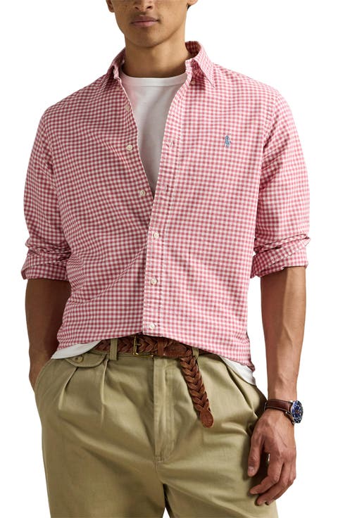 Classic Fit Gingham Cotton Button-Down Oxford Shirt