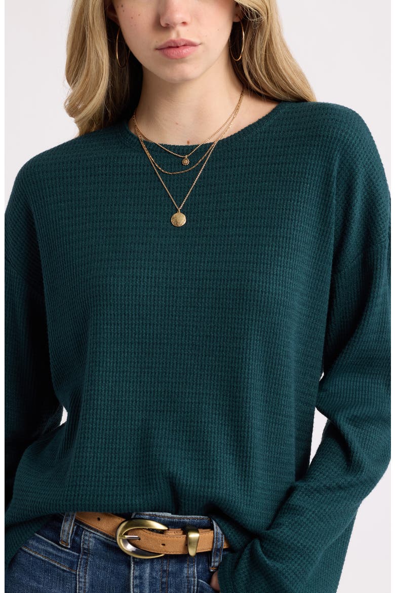 Waffle Knit Top, Alternate, color, GREEN PONDEROSA