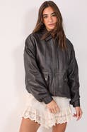 NASTY GAL Real Leather Oversized Bomber Jacket