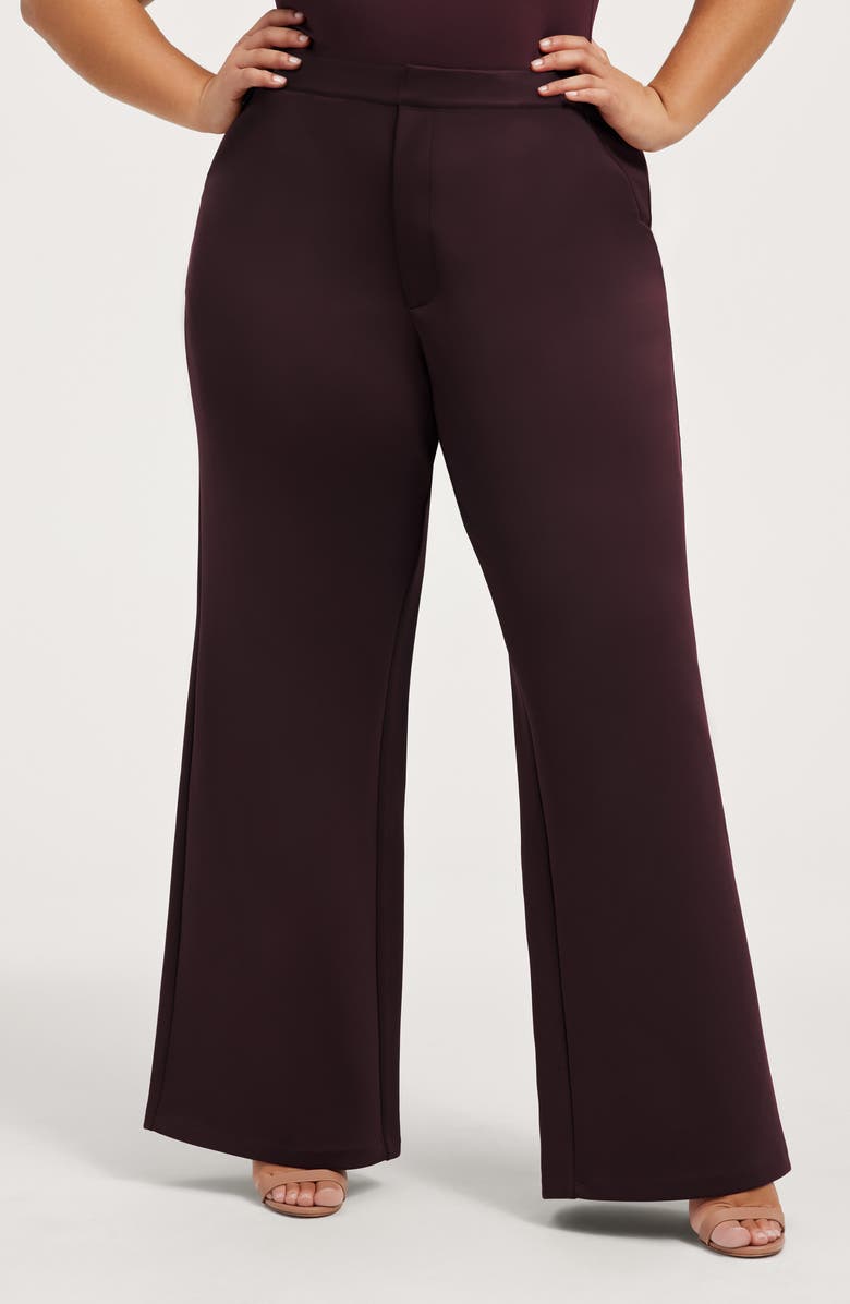 Good American Sculpting Column Trousers, Alternate, color, Malbec003