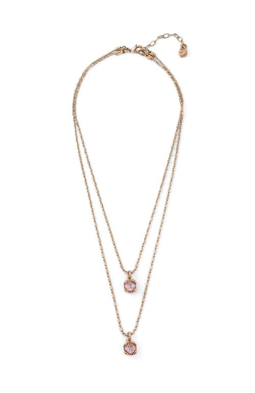 Unode50 18k Gold-plated Pink Necklace With 2 Pink Crystals In Gold