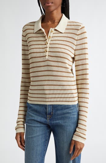 Viola Stripe Long Sleeve Polo Sweater