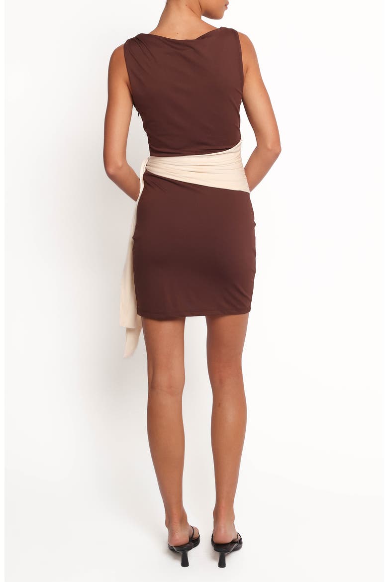 Nicosia Colorblock Wrap Waist Minidress, Alternate, color, BROWN