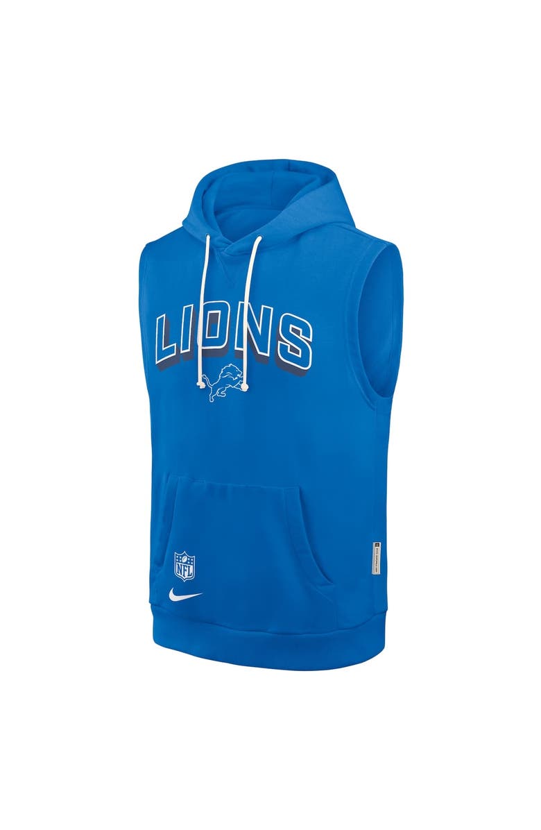 Nike Men's Nike Blue Detroit Lions Sideline Performance Sleeveless Pullover Hoodie, Alternate, color,
