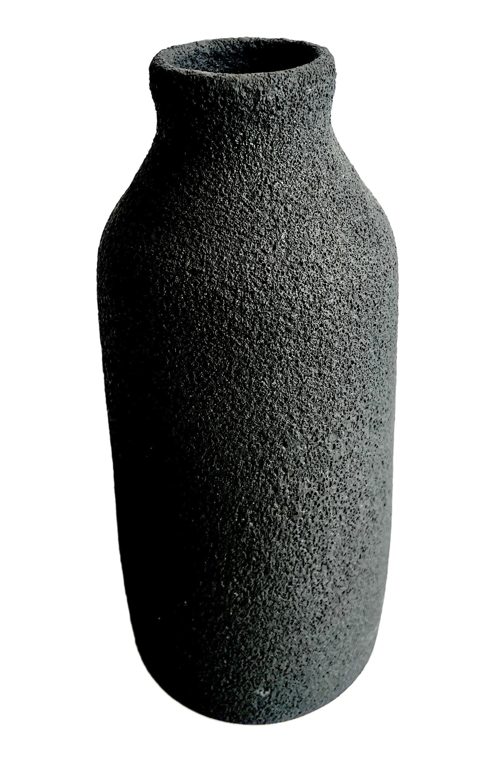Gina DeSantis Ceramics Tall Bottle Crater Vase in Black 
