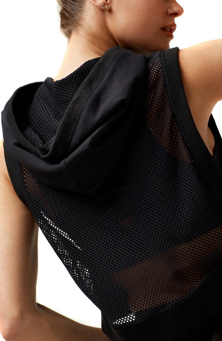 Blanc Noir Mesh Back Crop Hoodie, Alternate, color,