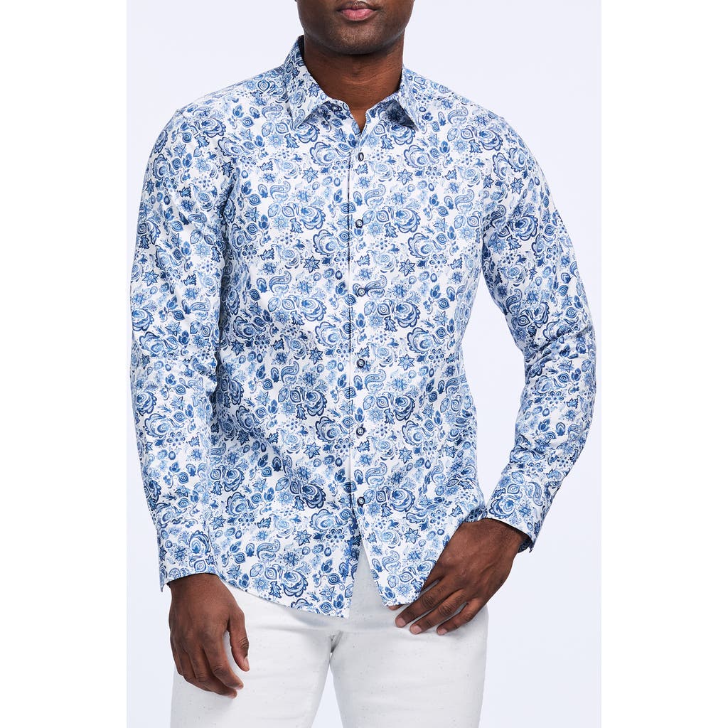 Robert Graham Lamton Cotton Button-up Shirt In Blue