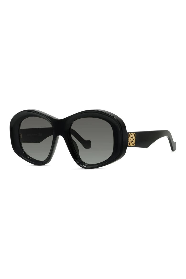 Anagram 51mm Geometric Sunglasses, Alternate, color, SHINY BLACK / GRADIENT SMOKE