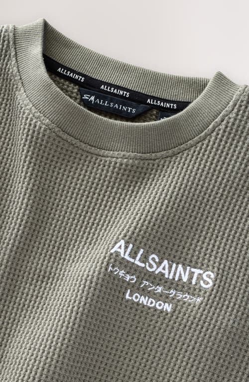 Smallsaints By Allsaints Kids' Underground Embroidered Waffle Crewneck Sweatshirt In Gray
