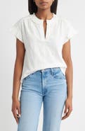 Wit & Wisdom Embroidered Split Neck Top