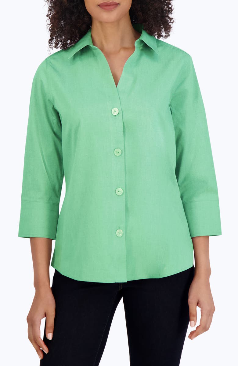 Foxcroft Paityn Non-Iron Cotton Shirt, Main, color, New Leaf