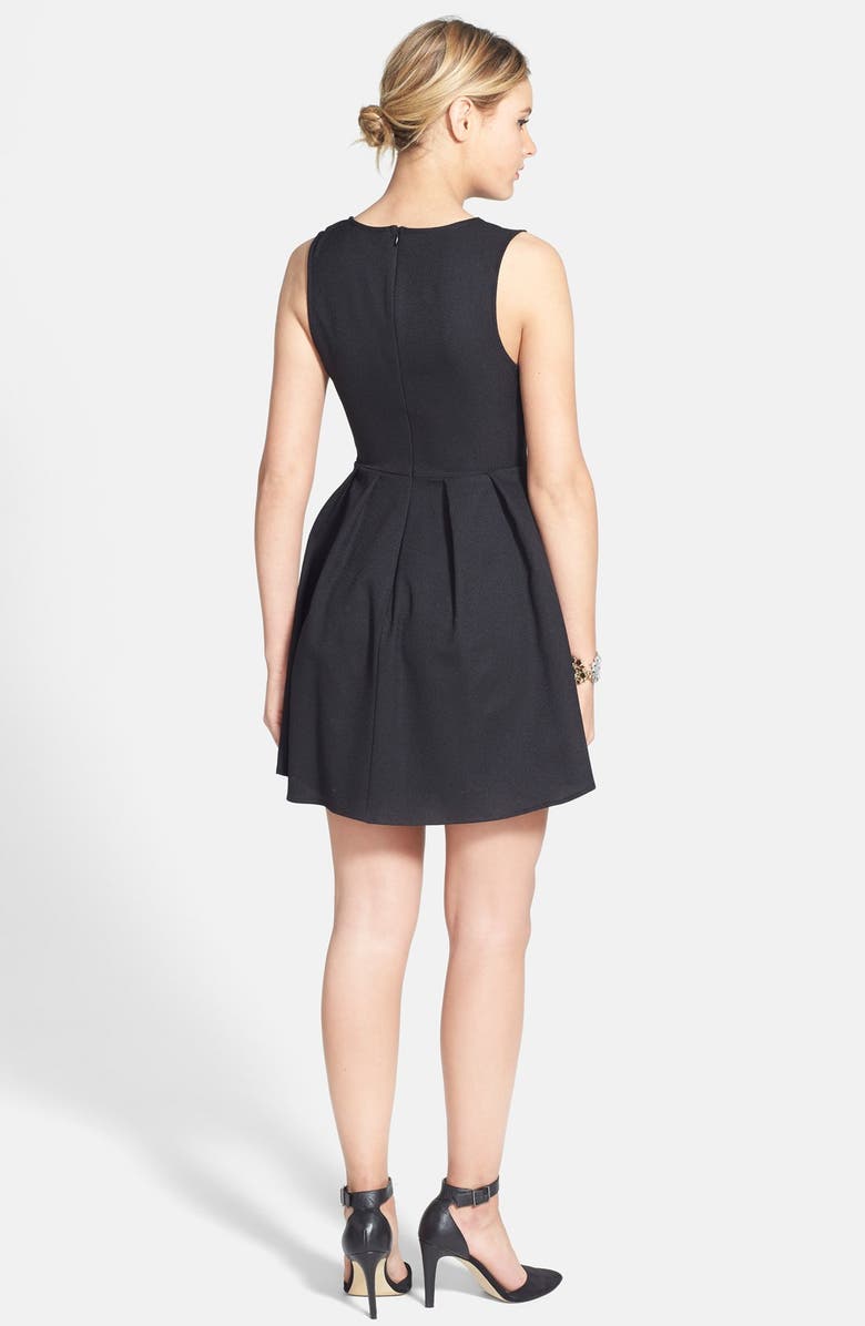 All in Favor Lace Trim Pleated Skater Dress, Alternate, color, 