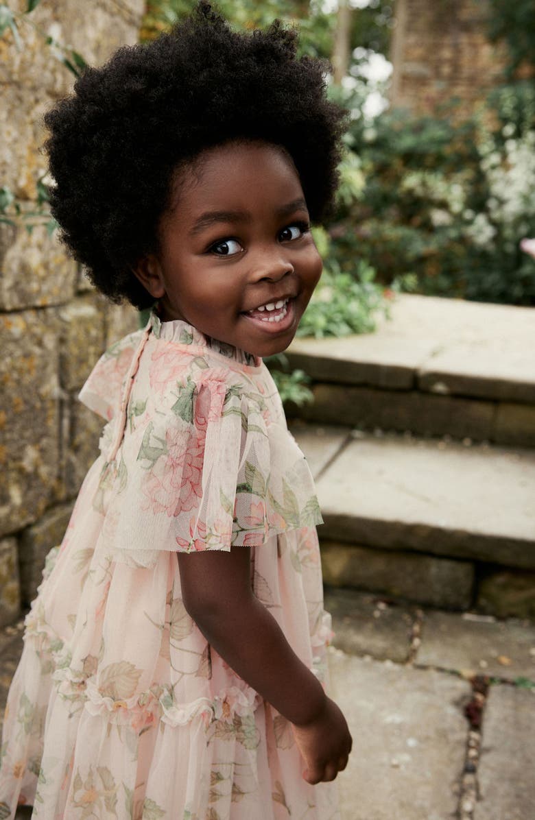 NEXT Kids' Floral Mesh Tiered Party Dress, Alternate, color,
