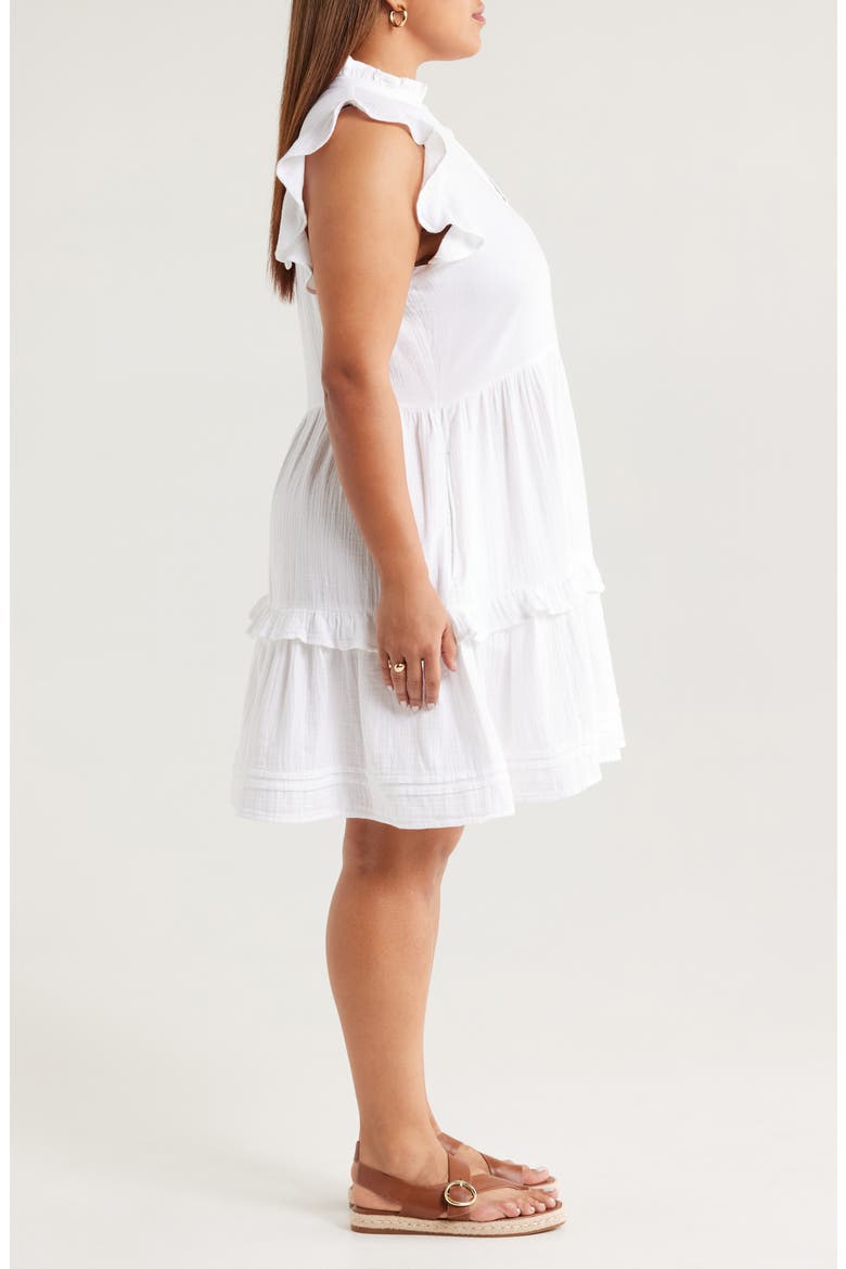 Floral Ruffle Gauze Dress, Alternate, color, WHITE