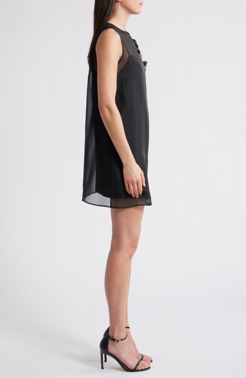 Lucy Paris Kenia Rosette Cocktail Shift Minidress In Black