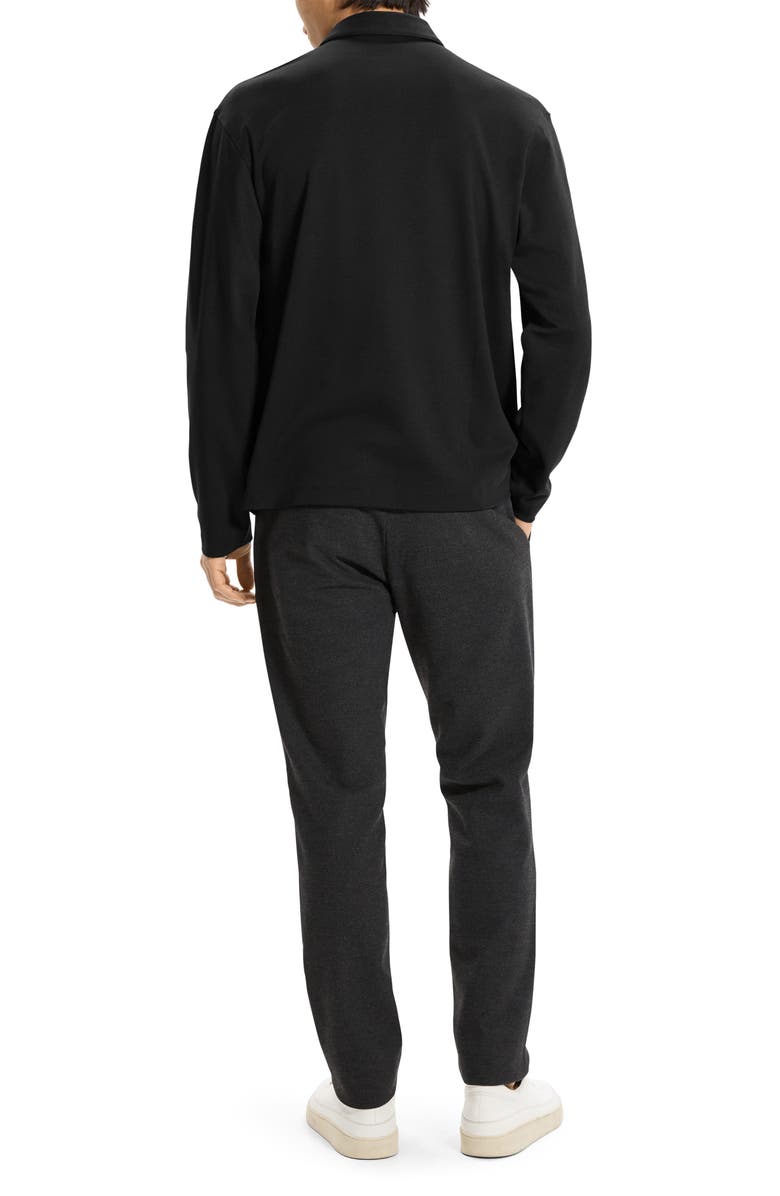 Theory City Relaxed Long Sleeve Cotton Polo, Alternate, color, Black - 001