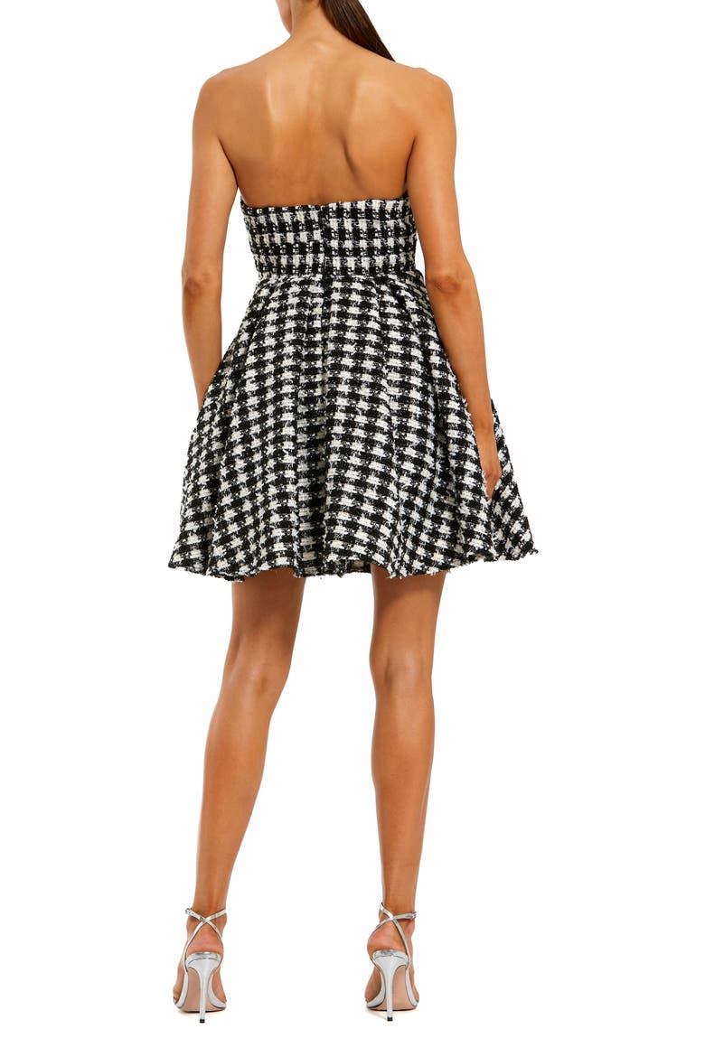 Women's Boucle Strapless Mini Dress With Bow, Alternate, color, Black Ivory