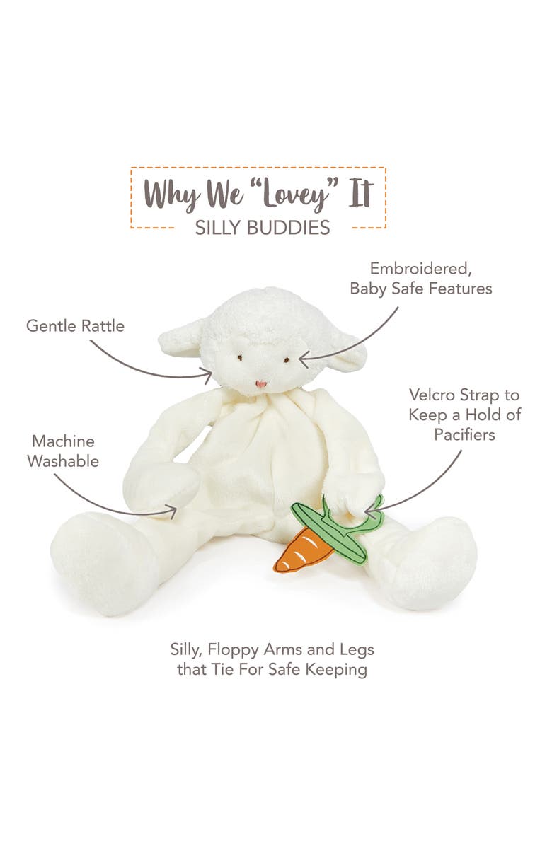 Bunnies by the Bay Blanket & Lamb Silly Buddy Pacifier Holder Gift Set, Alternate, color, White