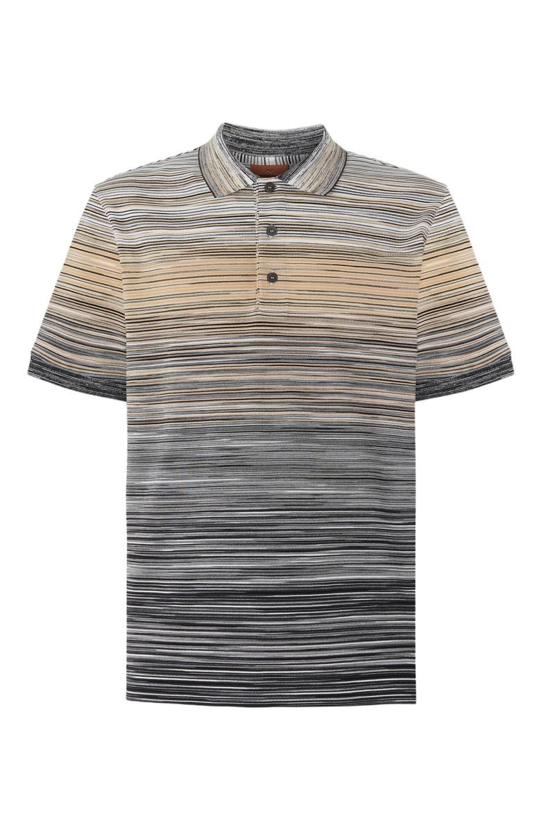 Missoni Short Sleeve Polo With Flame Knit, Alternate, color, Grey
