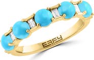 EFFY 14K Yellow Gold Diamond & Turquoise Ring
