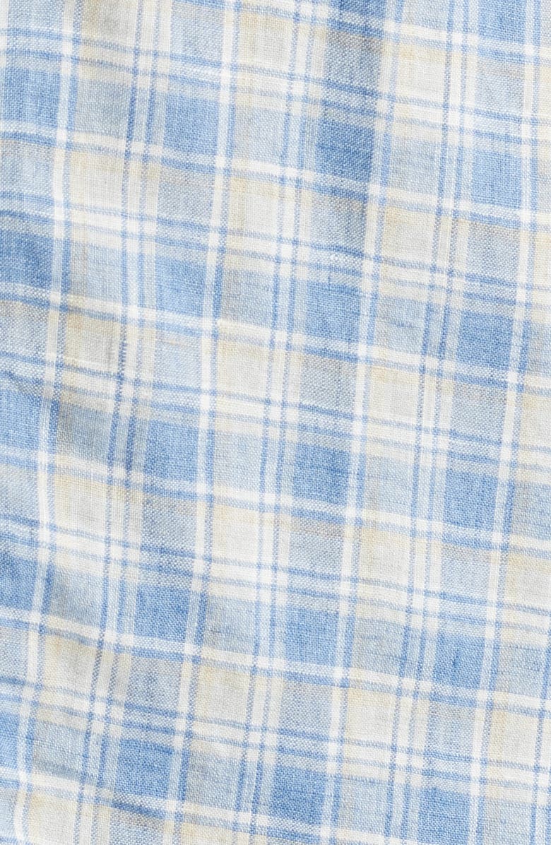 Peter Millar Ravello Tailored Fit Check Linen Button-Up Shirt, Alternate, color, Angelite