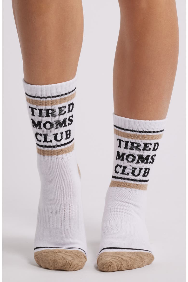 Tired Moms Club Crew Socks, Alternate, color, WHITE
