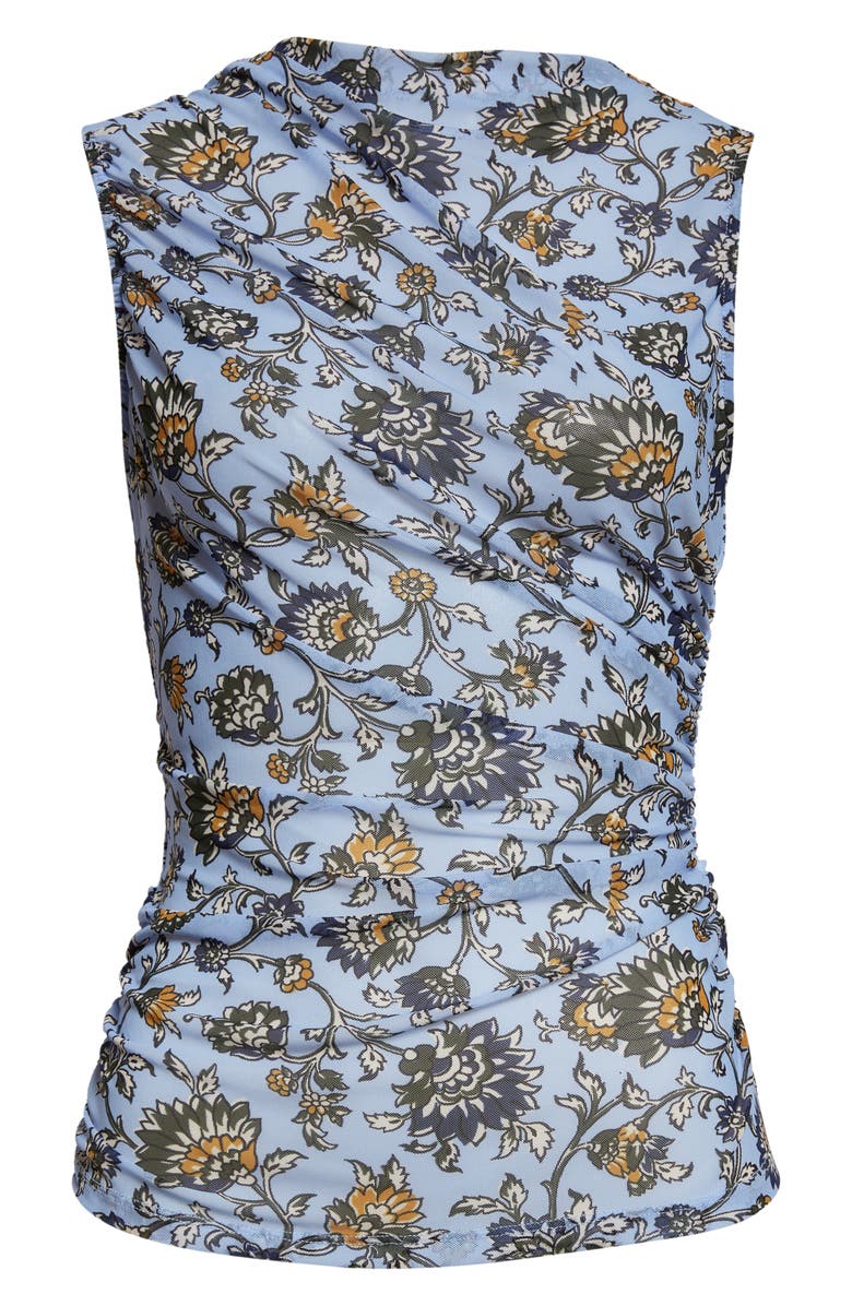 Veronica Beard Bouvet Puff Sleeve Cotton T-Shirt, Alternate, color, Ice Blue Multi