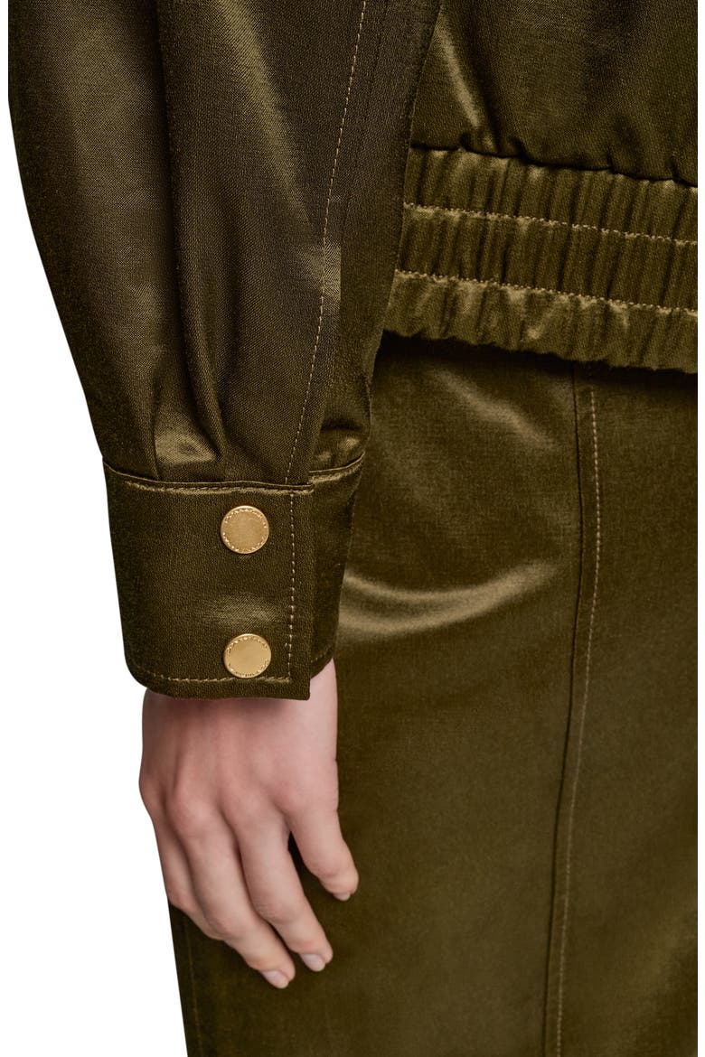 Satin Zip Utility Jacket, Alternate, color, OLIVE BRINE
