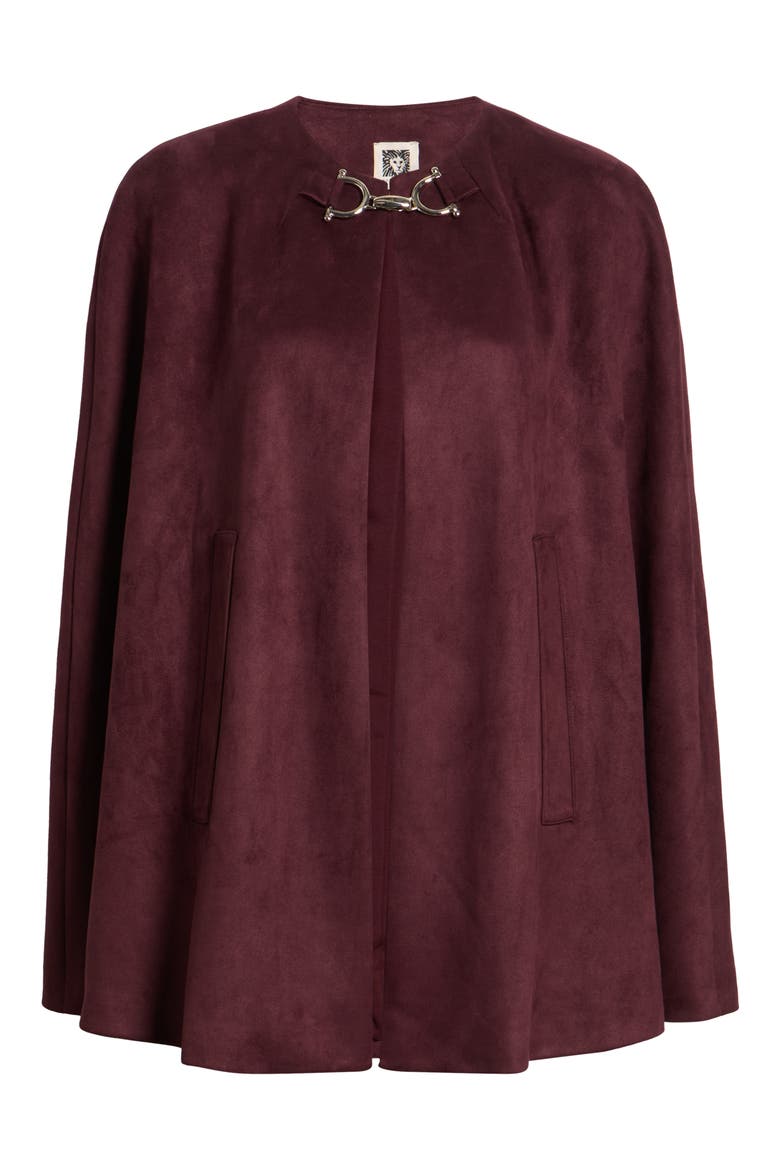 Scuba Faux Suede Cape, Alternate, color, BAROLO
