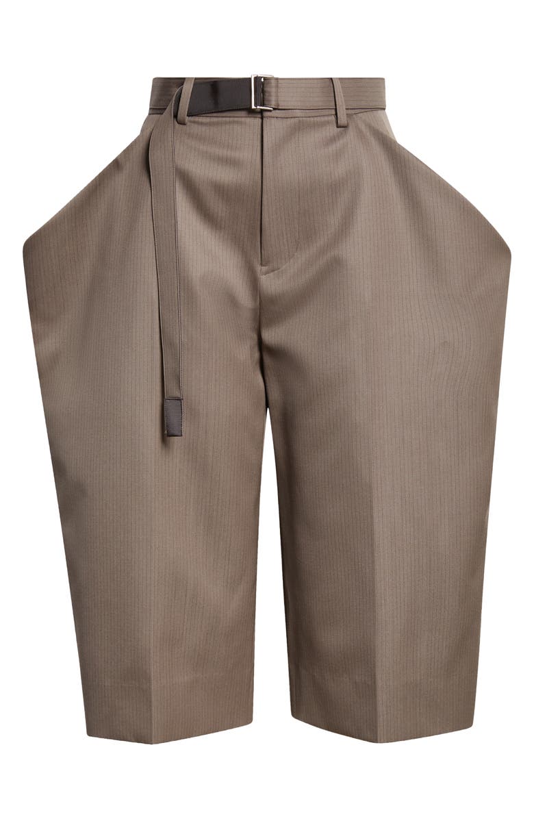 Sacai Pinstripe Belted Wool Doeskin Crop Pants, Alternate, color,