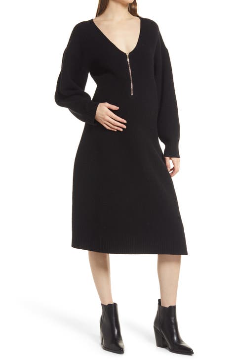 Eva Long Sleeve Merino Wool Blend Maternity Sweater Dress