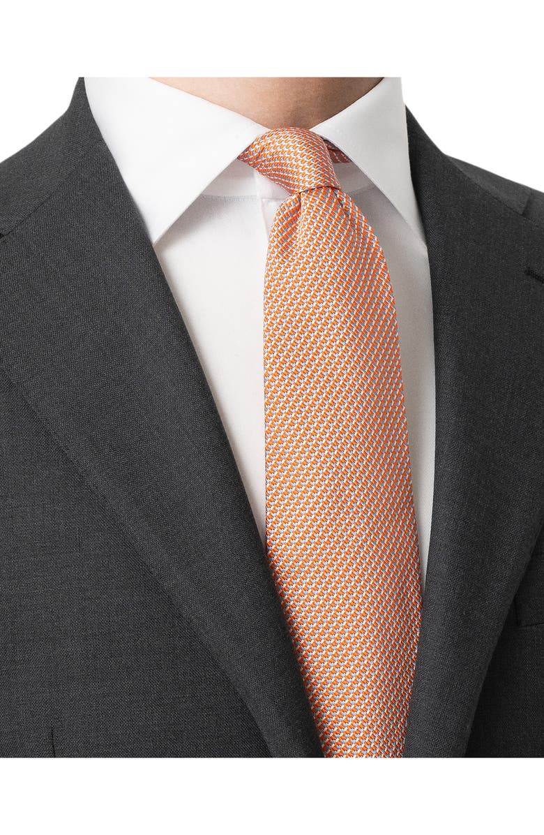 Eton Microdot Silk & Cotton Tie, Alternate, color, Medium Orange