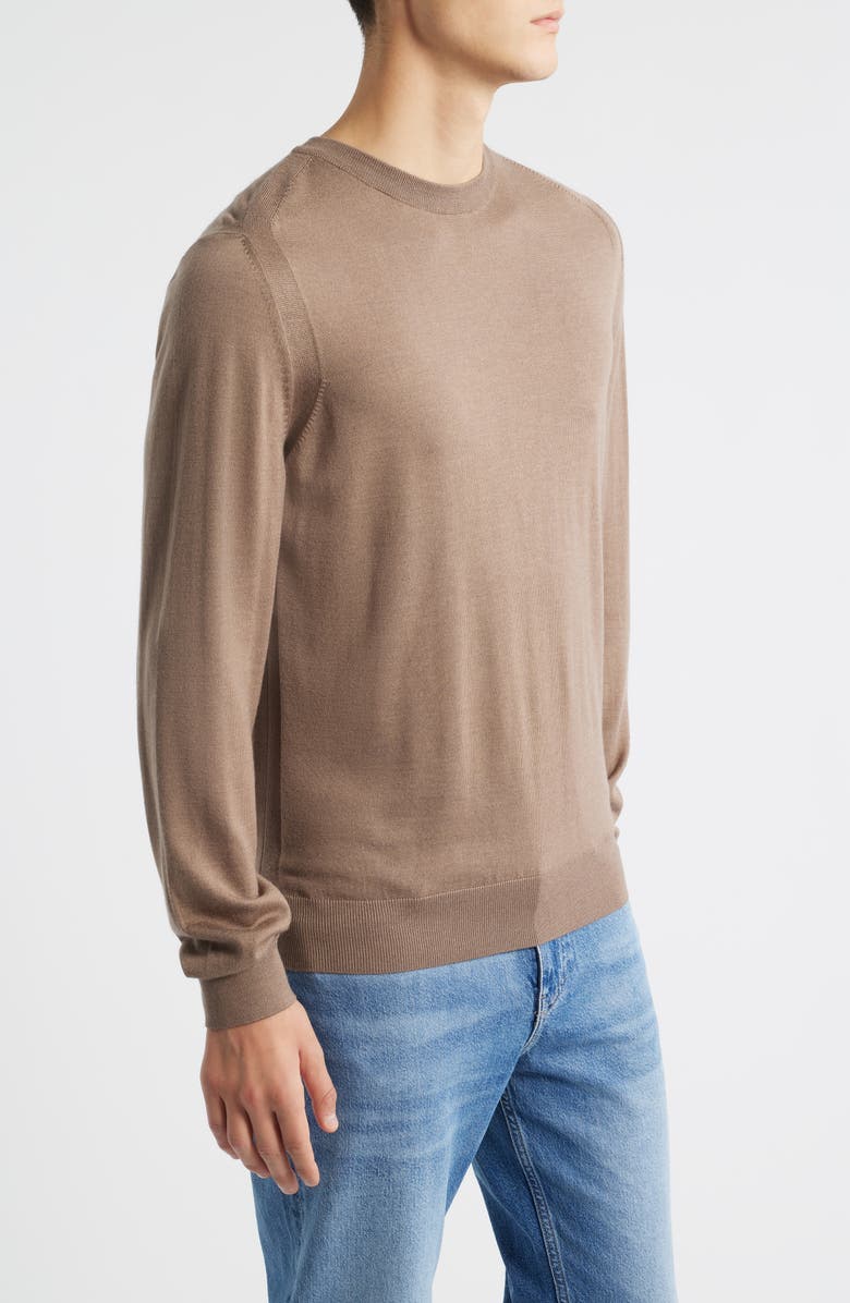 BOSS Overo Wool Blend Crewneck Sweater, Alternate, color, Open Beige
