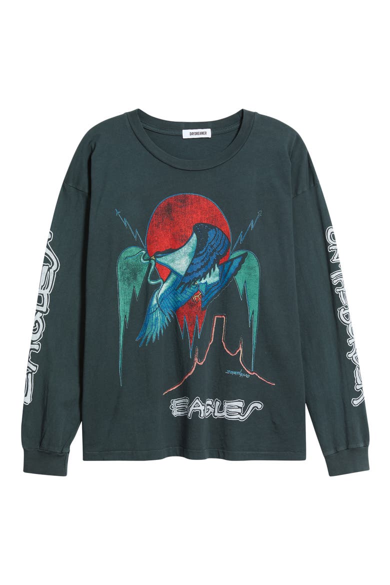 Eagles On the Border Graphic Long Sleeve T-Shirt, Alternate, color, VINTAGE BLACK