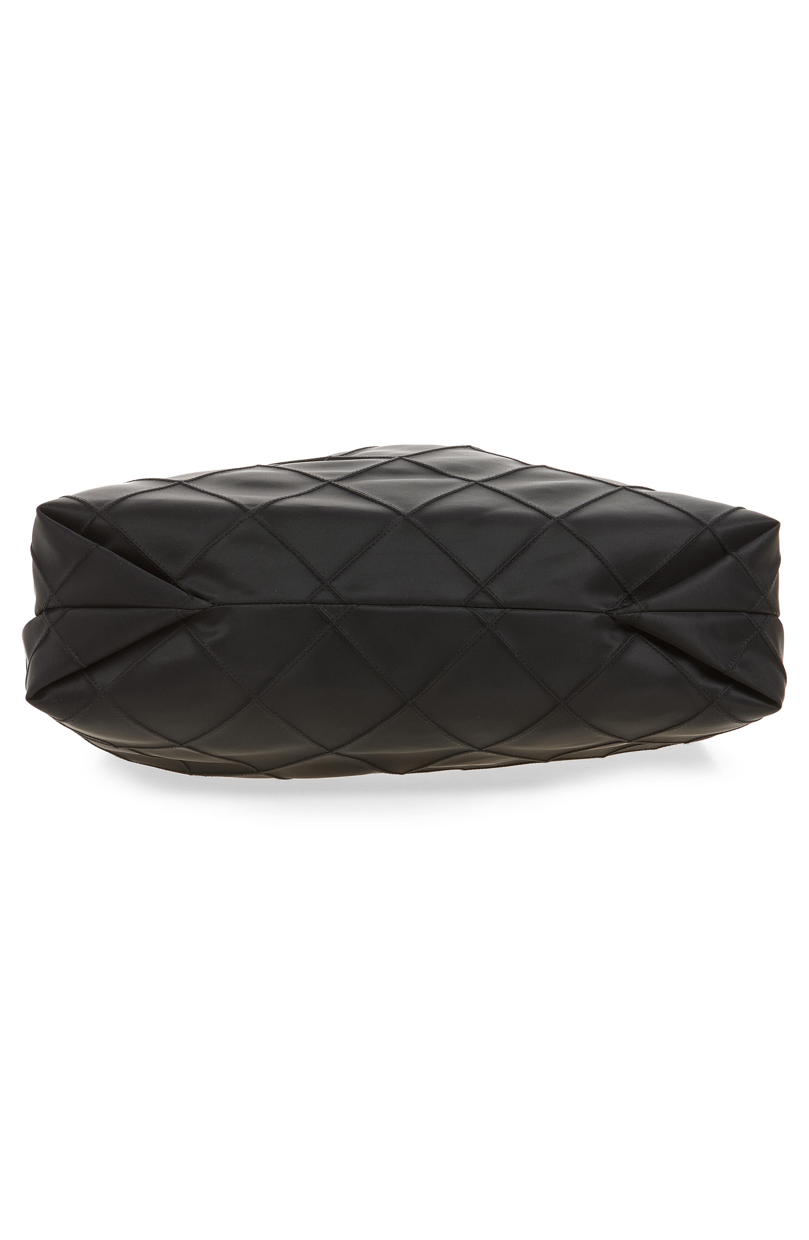 Tory Burch Fleming Quilted Nylon Hobo Bag, Alternate, color, Black