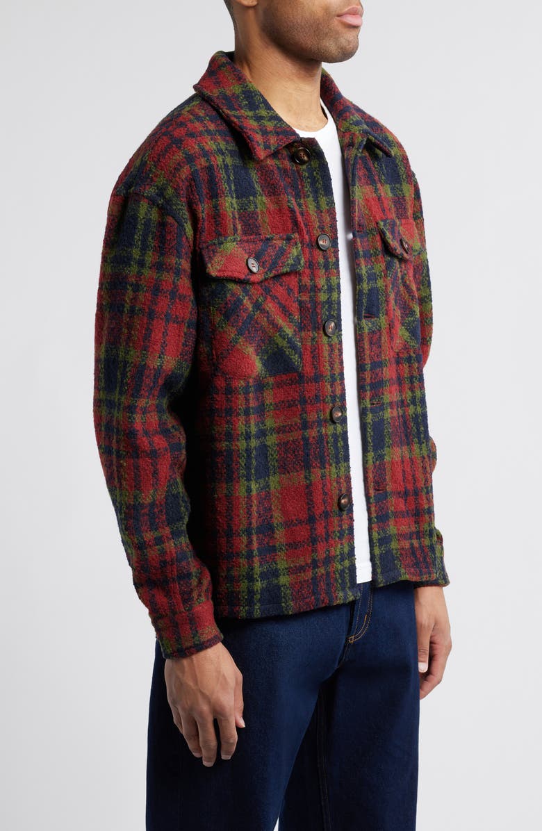 DIET STARTS MONDAY Tank Plaid Flannel Button-Up Overshirt, Alternate, color, 