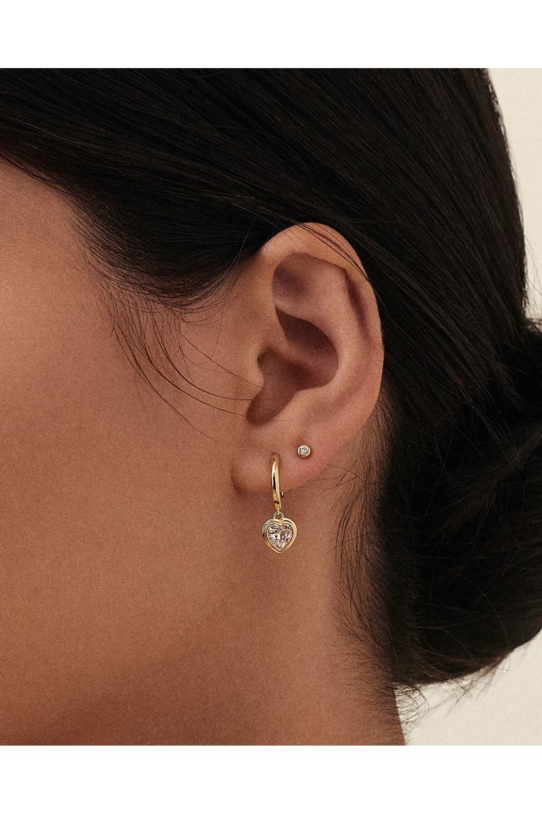 Heart White Sapphire Earrings, Alternate, color, White Sapphire