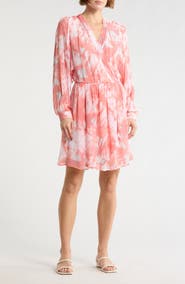 BOSS Orange Print Long Sleeve Faux Wrap Dress