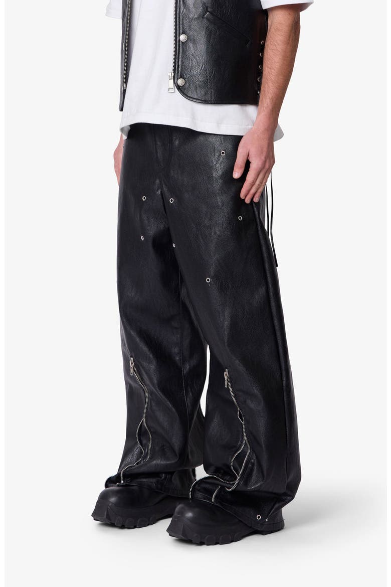 Zip Hem Faux Leather Rave Pants, Alternate, color, BLACK