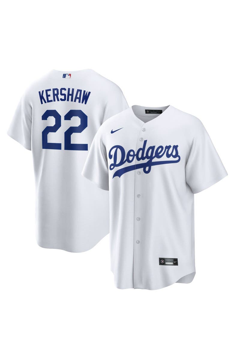 Nike Men's Nike Clayton Kershaw White Los Angeles Dodgers Home Replica Player Name Jersey, Main, color, 