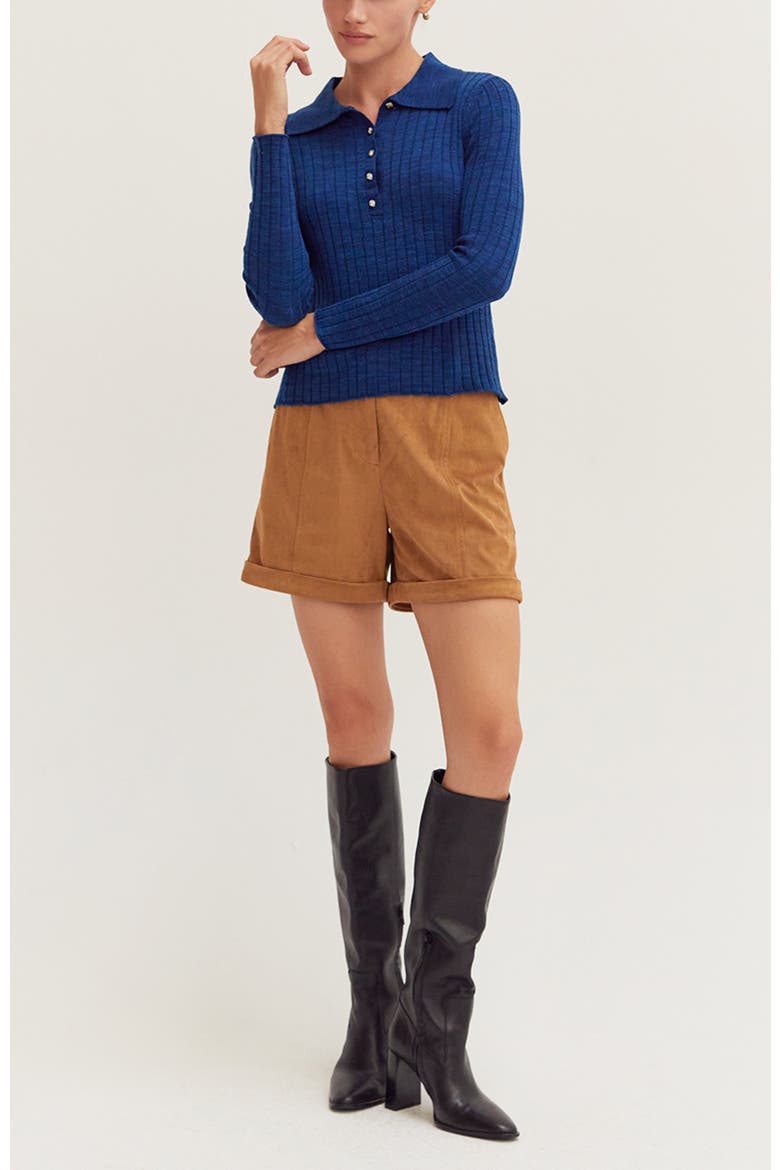 Suede Cuffed Shorts, Alternate, color, Camel