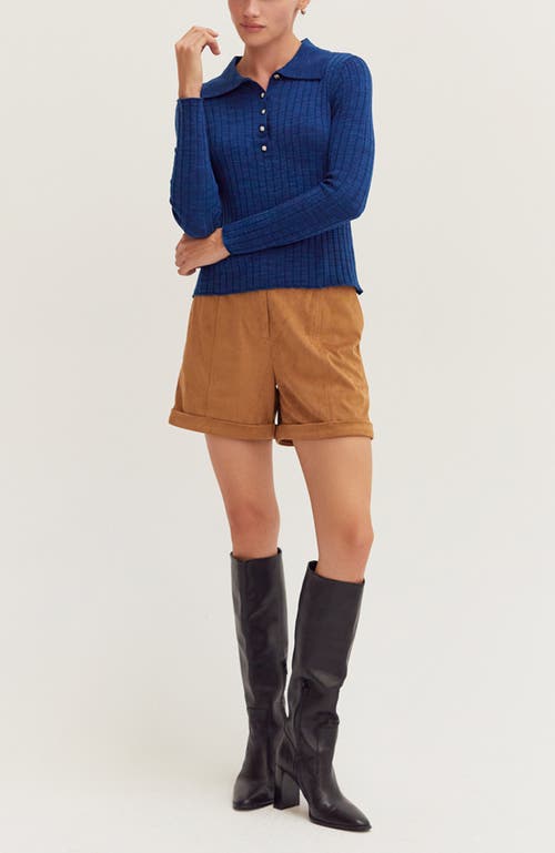 Crescent Suede Cuffed Shorts In Multi