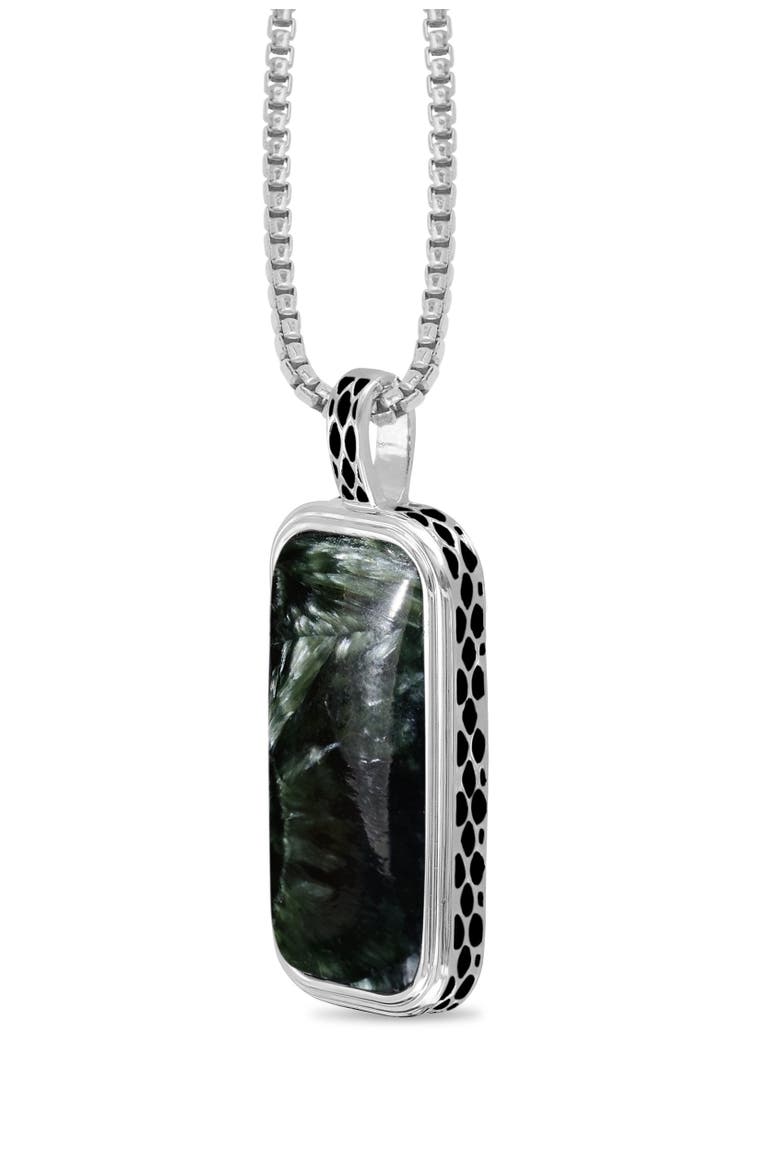 Seraphinite Sterling Silver Men Tag Necklace, Alternate, color, Silver