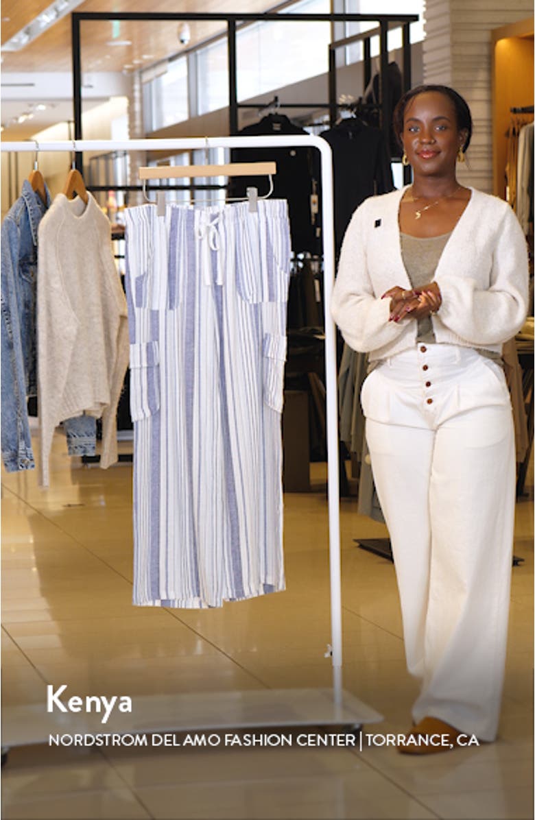 Lagoon Stripe Linen Blend Cargo Pants, sales video thumbnail
