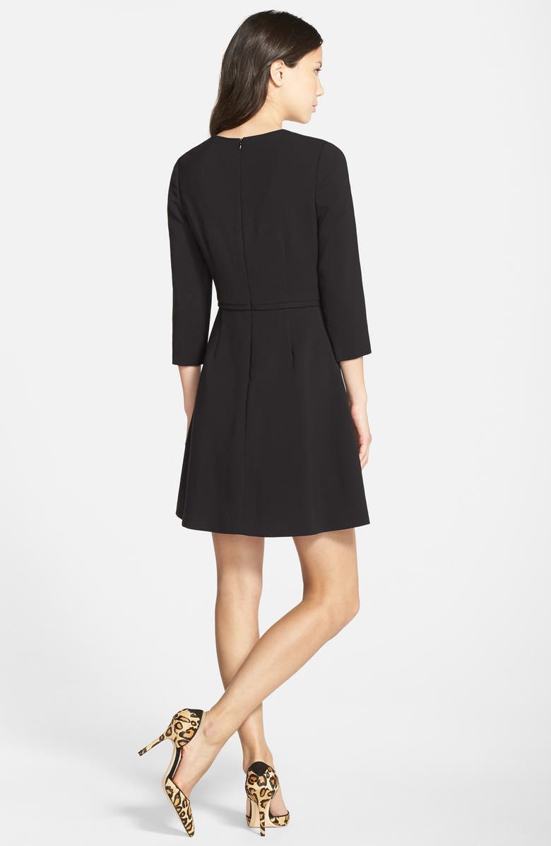 Eliza J Pleated Crepe Fit & Flare Dress, Alternate, color, 